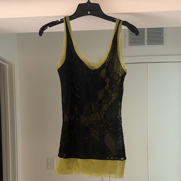 Jean Paul Gaultier Tops - Jean Paul Gaultier Black and Green stretch mesh Tank Top S
